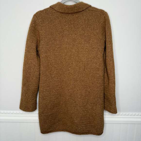 J Crew Chunky Knit Brown Cardigan Lambswool Preppy Long Sweater Grandpa - Picture 9 of 10